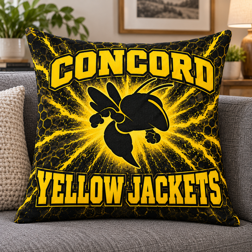 Concord Yellow Jackets black and yellow pillow cover; insert not included