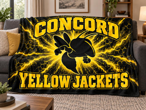 Black & Yellow Concord blanket — styled mockup