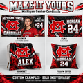 Michigan Center Cardinals custom product examples — name, photo and jersey number; sold individually
