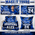 Springport Spartans custom product examples — name, photo and jersey number; sold individually