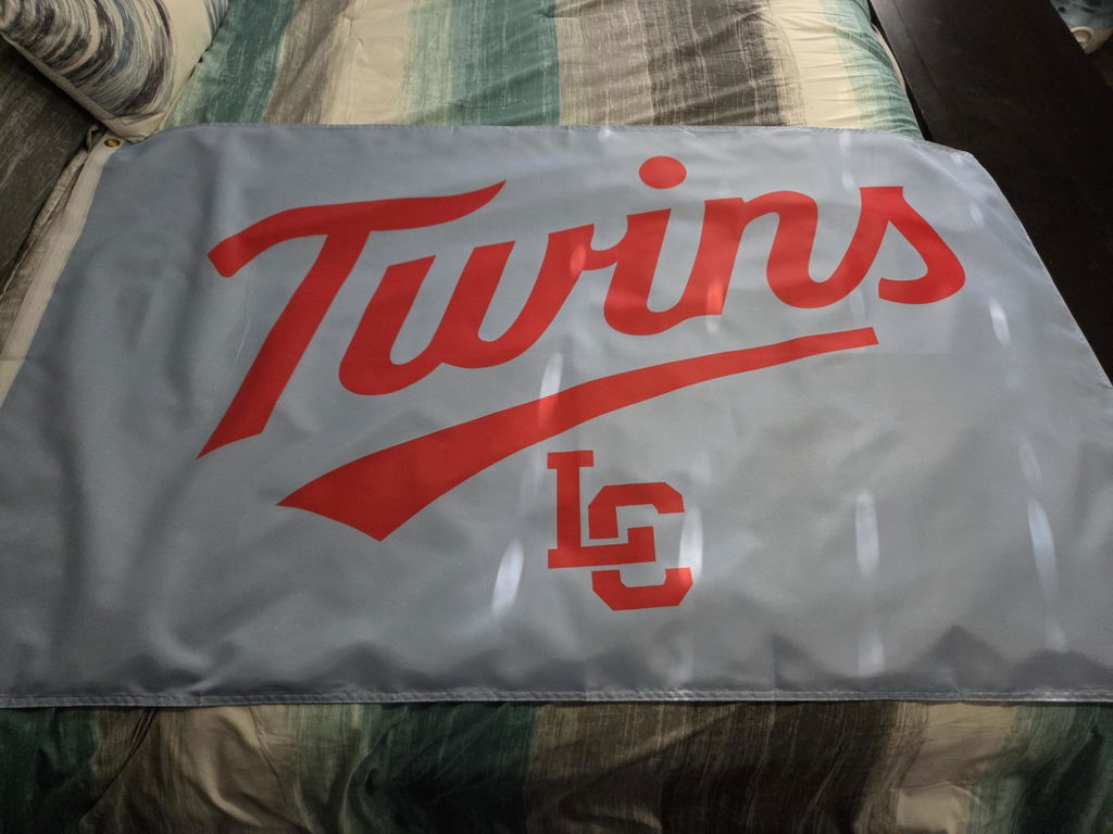 Customer photo of a custom Twins baseball flag