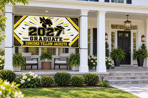Concord Yellow Jackets 2027 Graduate classic 4 by 8 foot banner display mockup