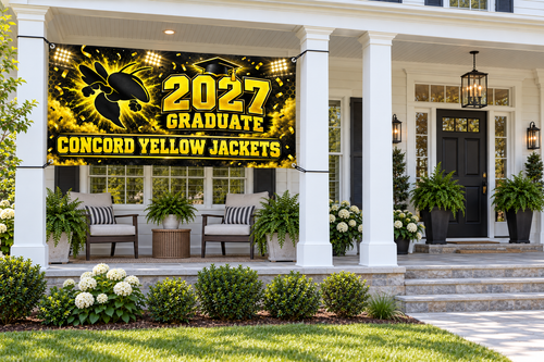 Concord Yellow Jackets 2027 Graduate stadium 4 by 8 foot banner display mockup
