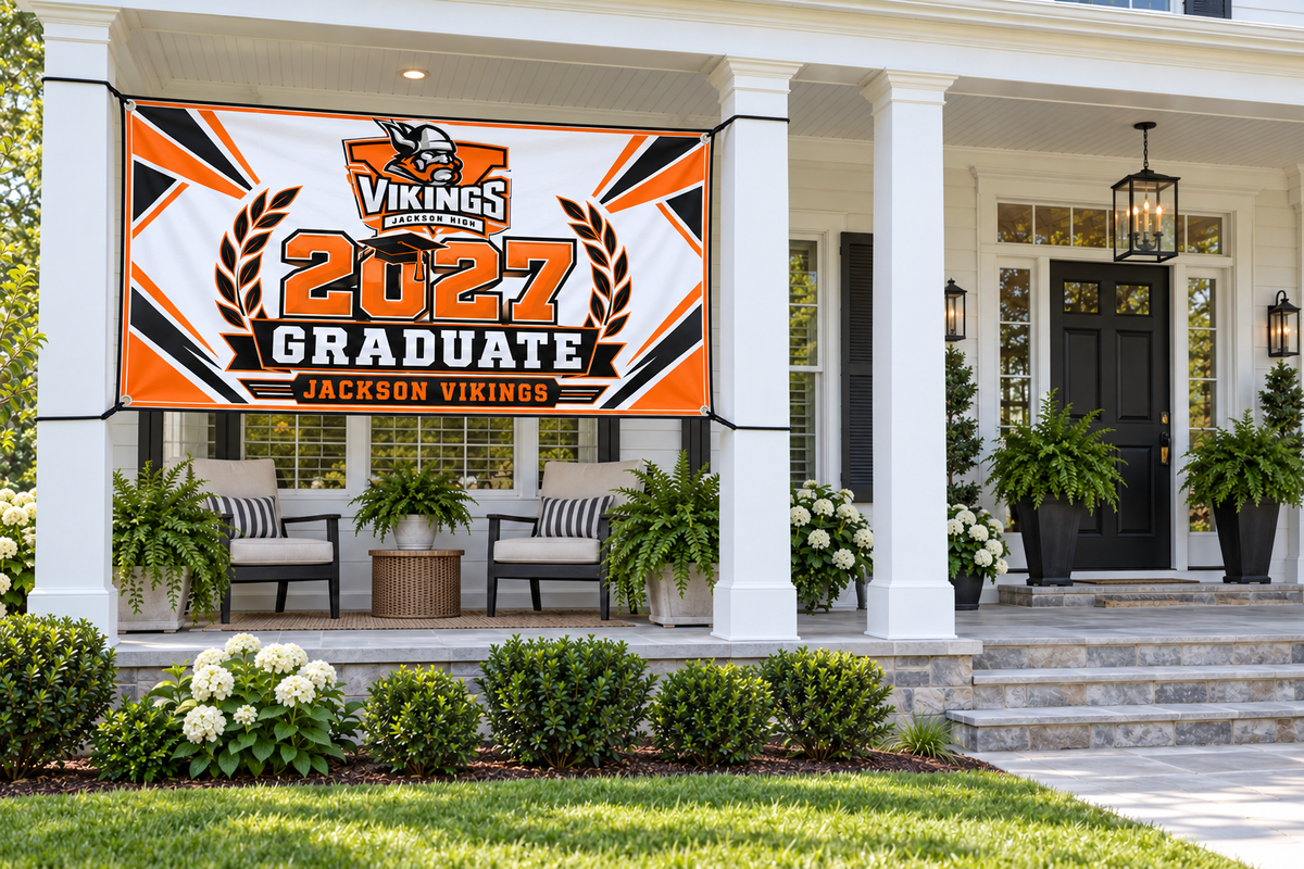 Jackson Vikings 2027 Graduate Banner – Classic Honors | 4 × 8 ft display mockup