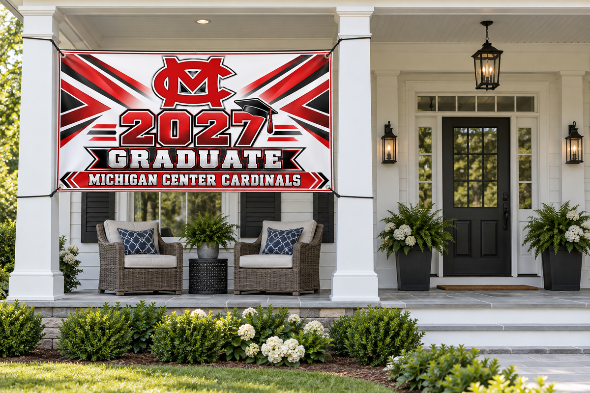 Michigan Center Cardinals 2027 Graduate Banner – Classic Honors | 4 × 8 ft display mockup