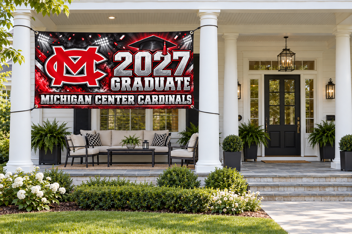 Michigan Center Cardinals 2027 Graduate Banner – Stadium Celebration | 4 × 8 ft display mockup