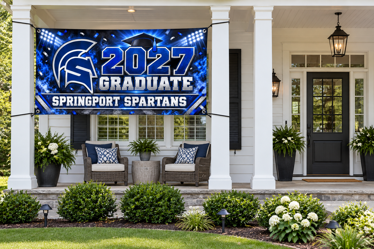 Springport Spartans 2027 Graduate Banner – Stadium Celebration | 4 × 8 ft display mockup