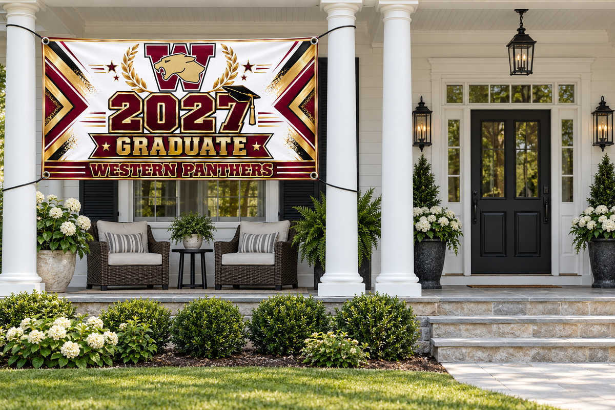 Western Panthers 2027 Graduate Banner – Classic Honors | 4 × 8 ft display mockup