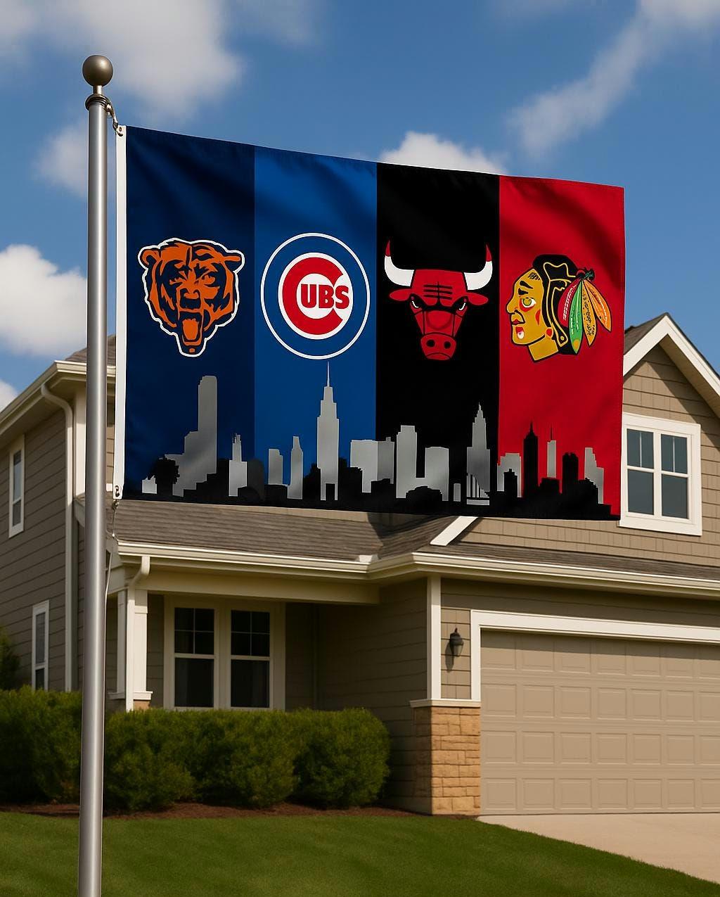 Chicago Sports Flag | Bears, Cubs, Bulls & Blackhawks