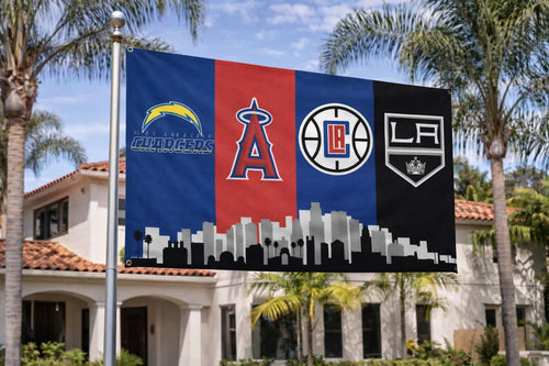 Los Angeles Anaheim Sports Flag – Chargers Clippers Angels Kings Wall Flag | Mancave Garage Decor | LA Fan Gift