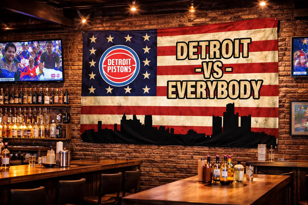 Detroit vs Everybody Pistons 3 by 5 foot flag