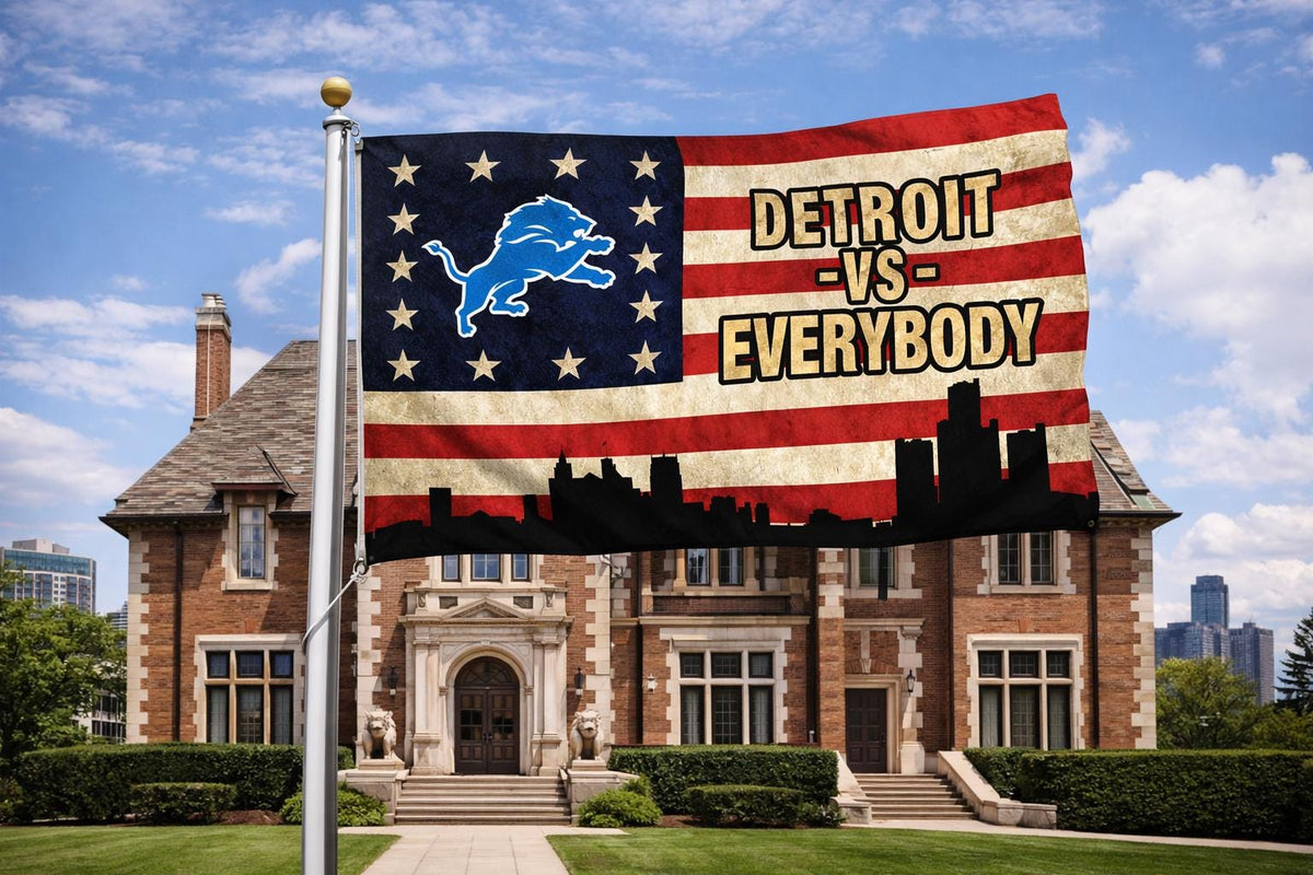 Detroit vs Everybody Lions 3 by 5 foot flag — alternate display