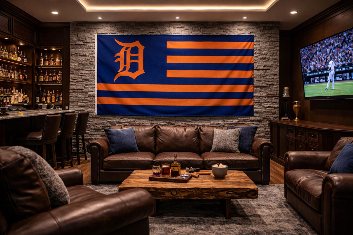 Detroit Tigers Flag – Tigers American Flag Wall Flag | Mancave Garage Decor | Detroit Fan Gift