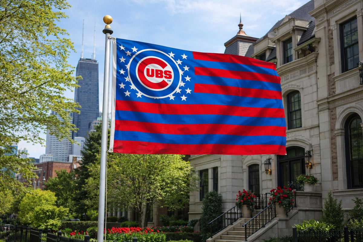 Chicago Sports Flag – Cubs Wall Flag | Mancave Garage Decor | Chicago Fan Gift