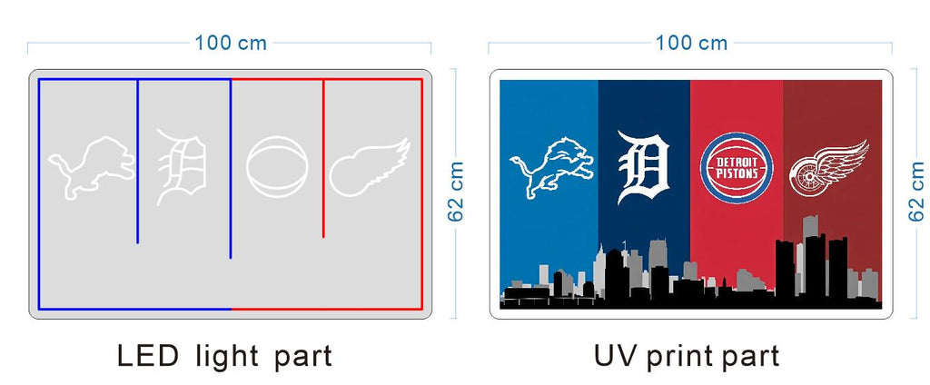 Detroit Sports LED Wall Sign | Lions, Tigers, Pistons & Red Wings