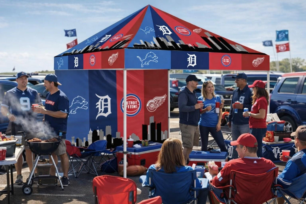 Detroit Sports Table Runner – Lions Tigers Pistons Red Wings Party Decor | Detroit Tailgate Table Cover | Man Cave Fan Gift