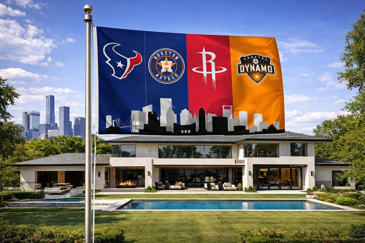 Houston Sports Flag – Texans Astros Rockets Dynamo Wall Flag | Mancave Garage Decor | Houston Fan Gift