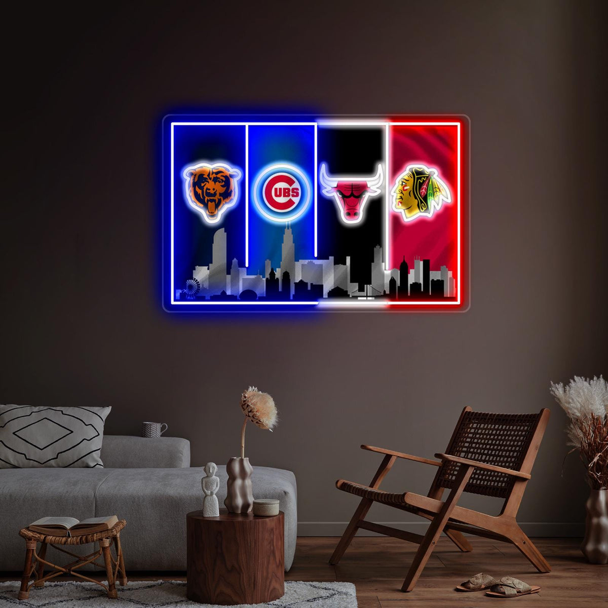 Chicago Sports LED Wall Sign | Cubs, Bears, Bulls & Blackhawks