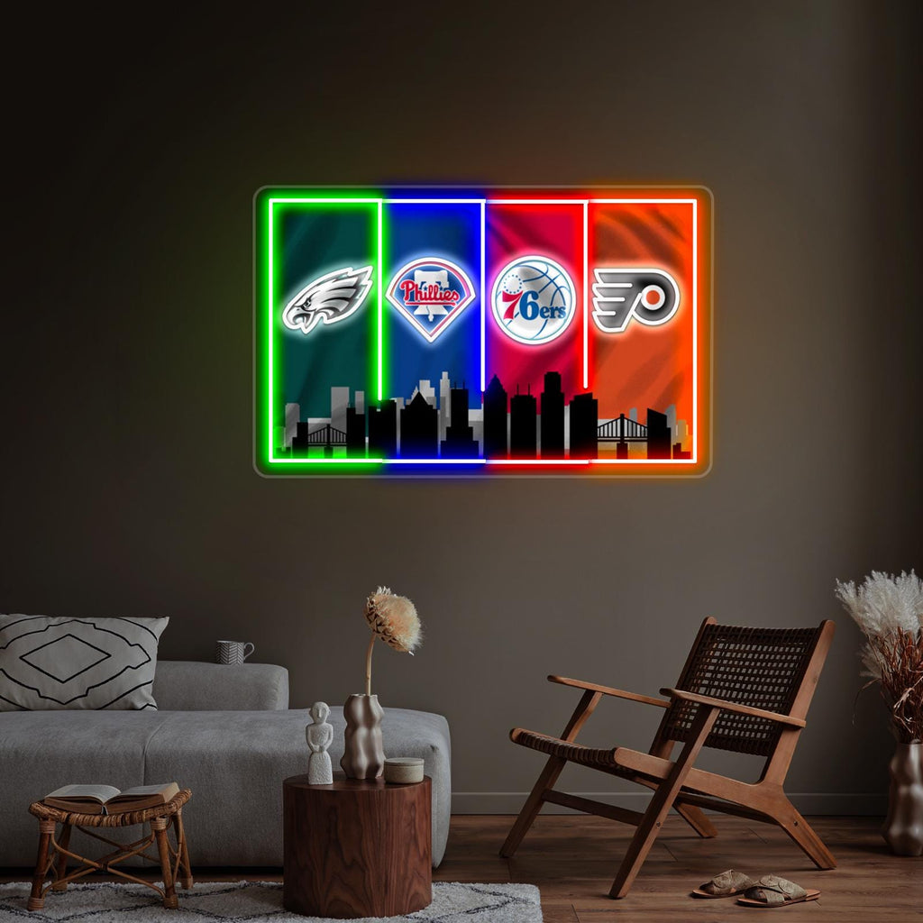 Philadelphia Sports LED Wall Sign | Philly Fan Cave Light