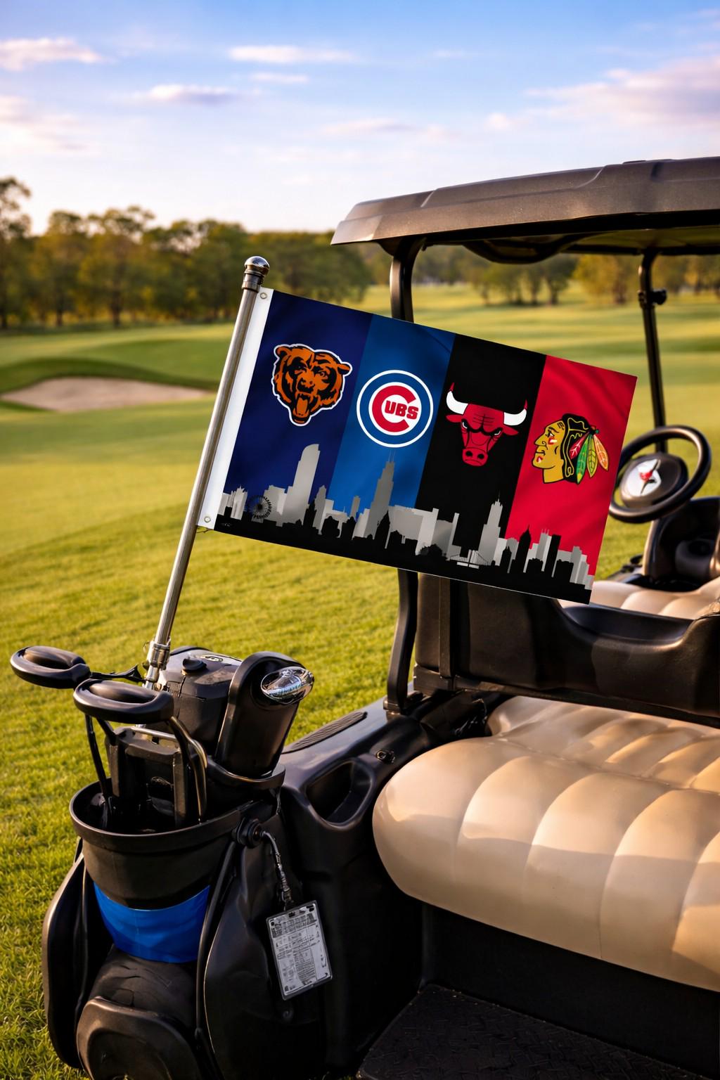 Chicago Sports Flag – Bears Cubs Bulls Blackhawks Banner | Multi Size Wall Decor | Mancave Garage Flag