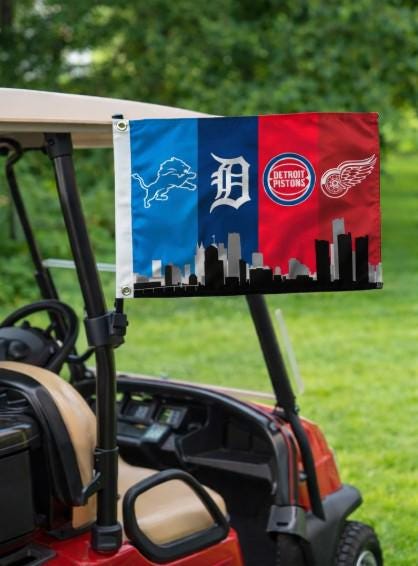 Detroit Sports Flag – Double or Single Sided Lions Tigers Pistons Red Wings Banner | Multi Size Wall Flag | Mancave Garage Decor