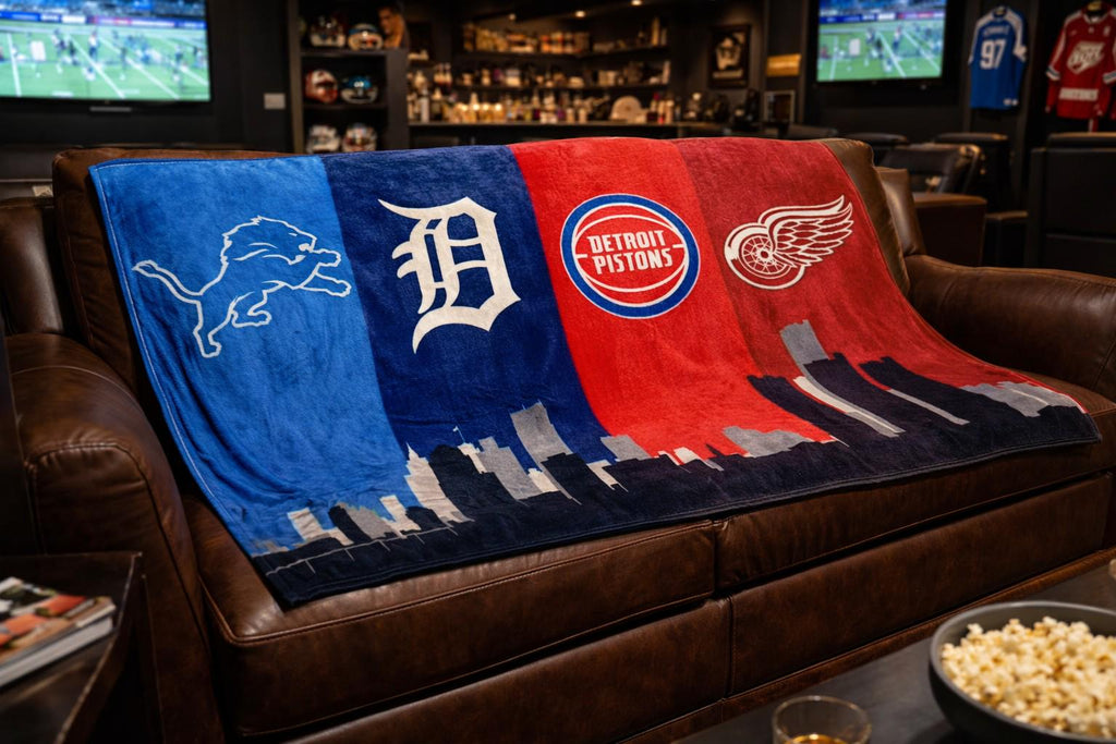 Detroit Sports Table Runner – Lions Tigers Pistons Red Wings Party Decor | Detroit Tailgate Table Cover | Man Cave Fan Gift
