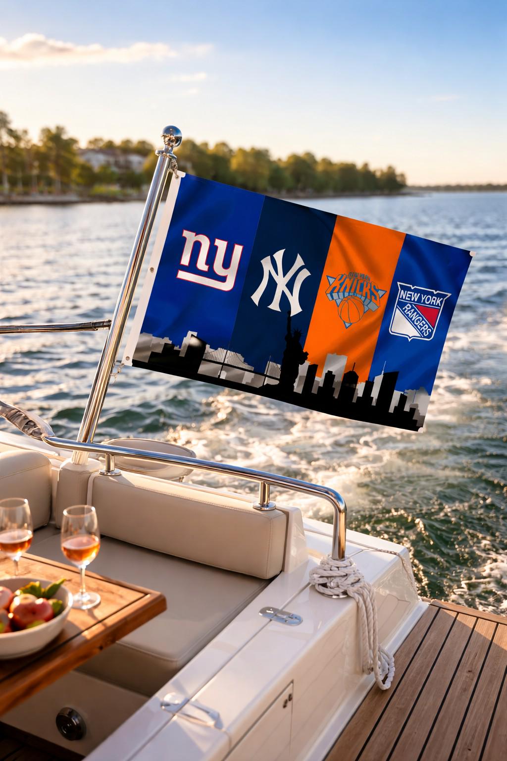 New York Sports Skyline Flag | Yankees, Knicks, Giants & Rangers