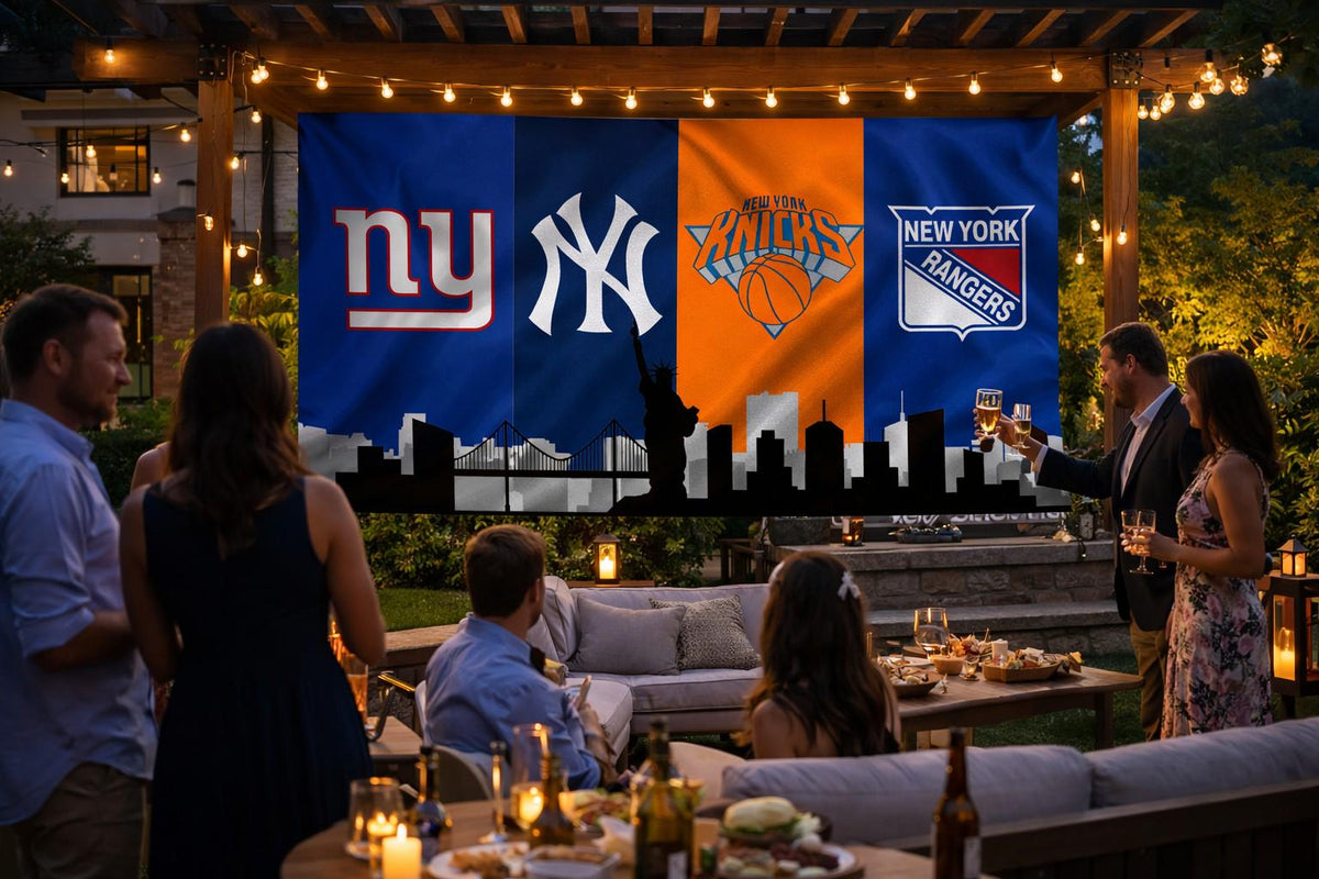 New York Sports Skyline Flag | Yankees, Knicks, Giants & Rangers