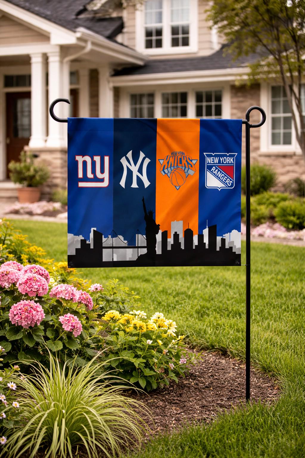 New York Sports Skyline Flag | Yankees, Knicks, Giants & Rangers