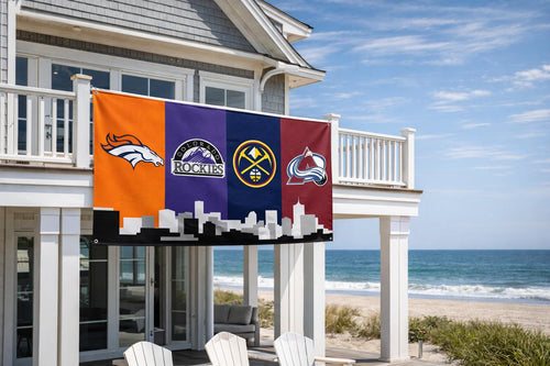 Denver Colorado Sports Flag – Broncos Rockies Nuggets Avalanche Wall Flag | Multi Size Flag/ Banner | Mancave Garage Decor
