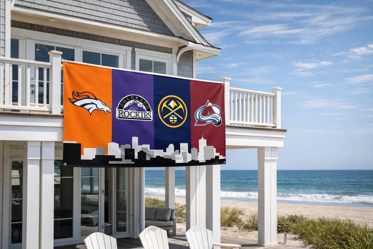 Denver Colorado Sports Flag – Broncos Rockies Nuggets Avalanche Wall Flag | Multi Size Banner | Mancave Garage Decor
