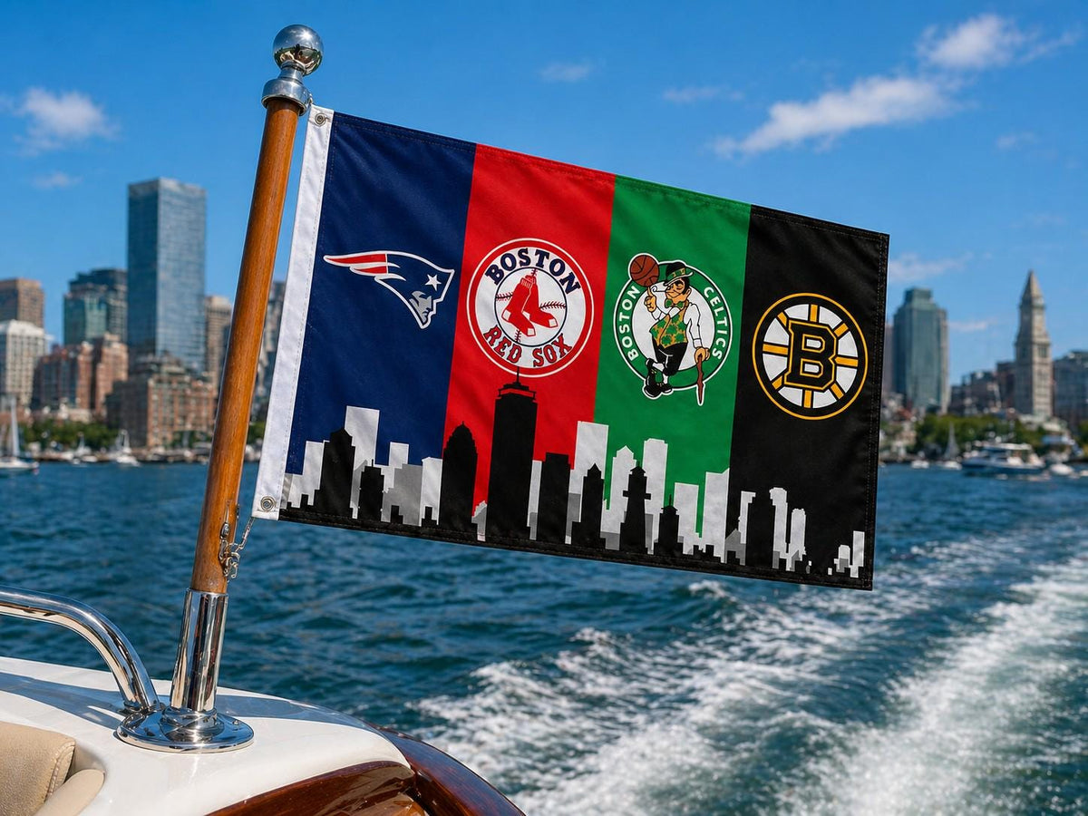 Boston Sports Table Runner – Patriots Red Sox Celtics Bruins Table Decor | Boston Tailgate Party Runner | Mancave Sports Decor
