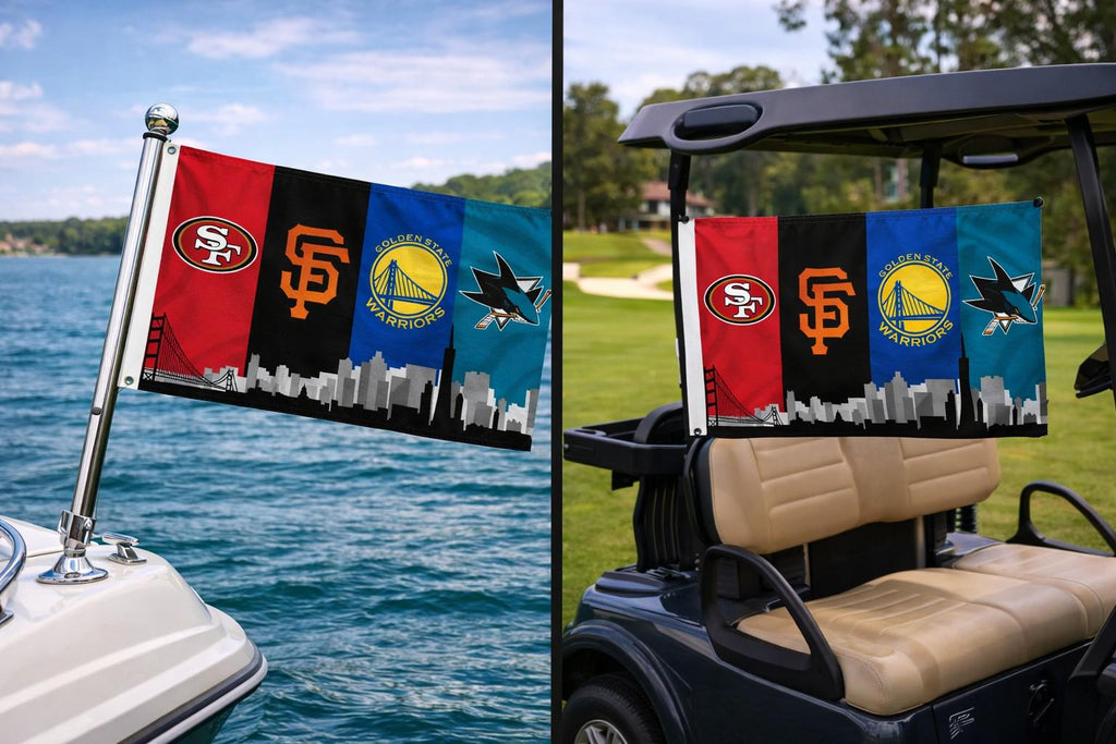 San Francisco Sports Table Runner – 49ers Giants Warriors Sharks Table Decor | Bay Area Tailgate Runner | Mancave Sports Decor