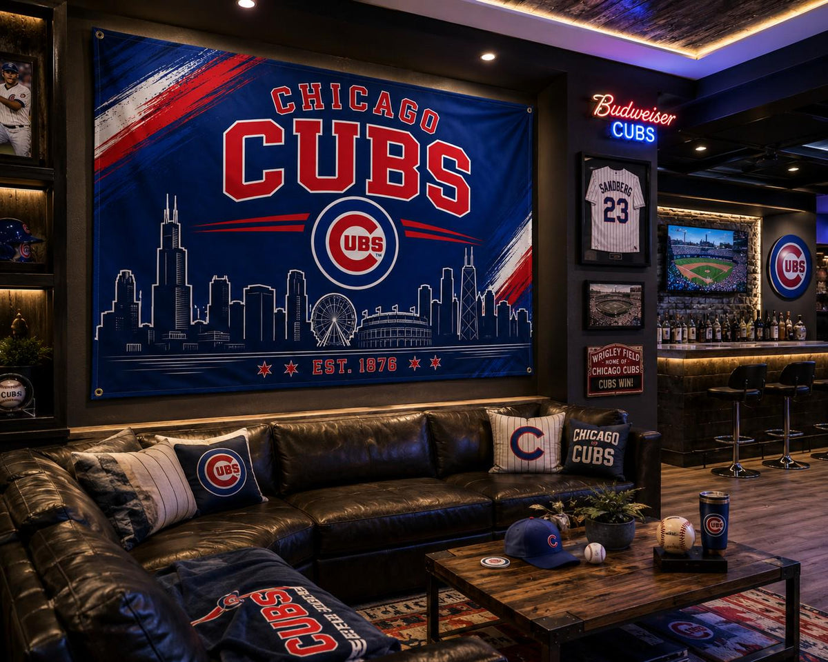 Chicago Bears Flag – Monsters of the Midway Wall Flag | Chicago Football Man Cave Decor | Bears Fan Gift Banner