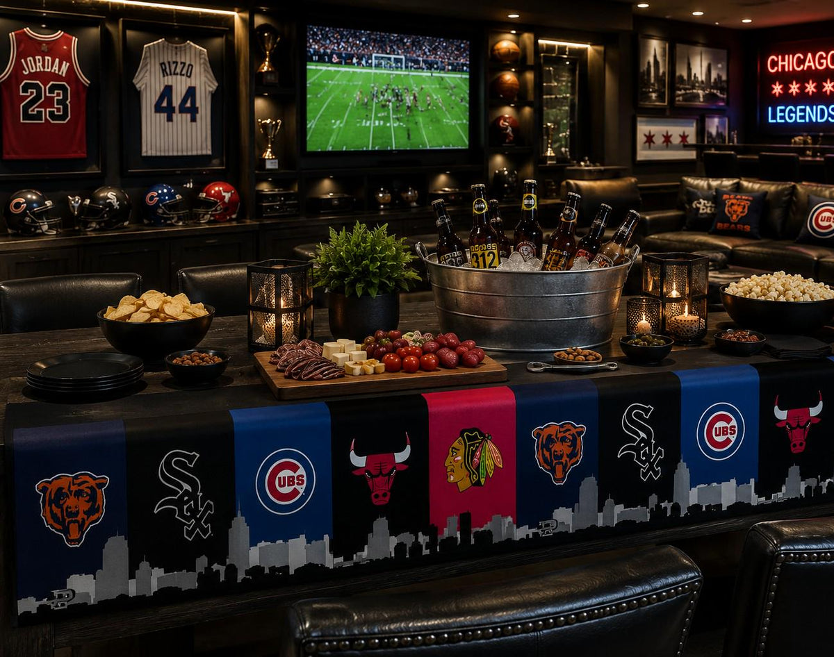 Chicago Sports Flag – Bears Cubs Bulls Blackhawks Banner | Multi Size Wall Decor | Mancave Garage Flag