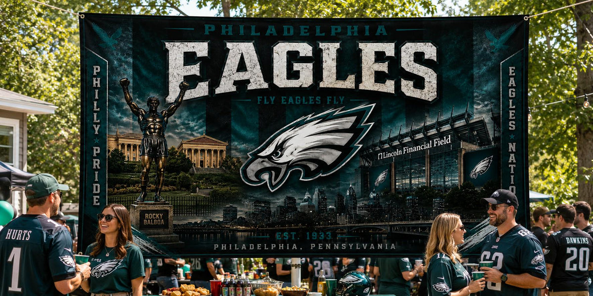 Philadelphia Eagles Flag – Fly Eagles Fly Wall Banner | Lincoln Financial Field Man Cave Decor | Eagles Fan Gift