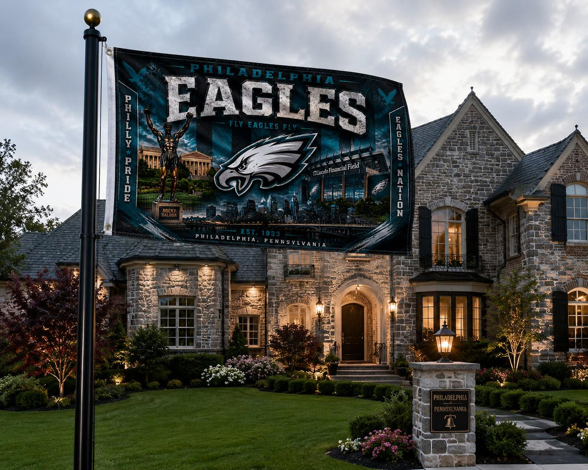 Philadelphia Eagles Flag – Fly Eagles Fly Wall Banner | Lincoln Financial Field Man Cave Decor | Eagles Fan Gift