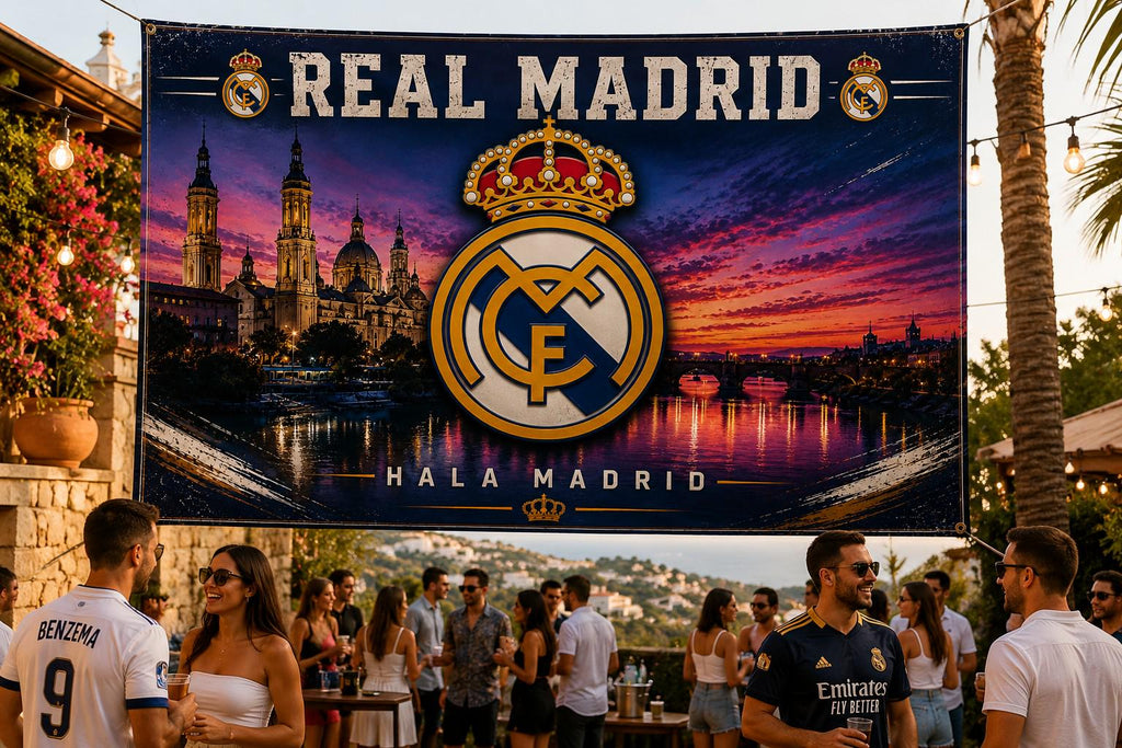 Real Madrid Flag – Hala Madrid Wall Banner | Real Madrid Man Cave Decor | Soccer Fan Gift