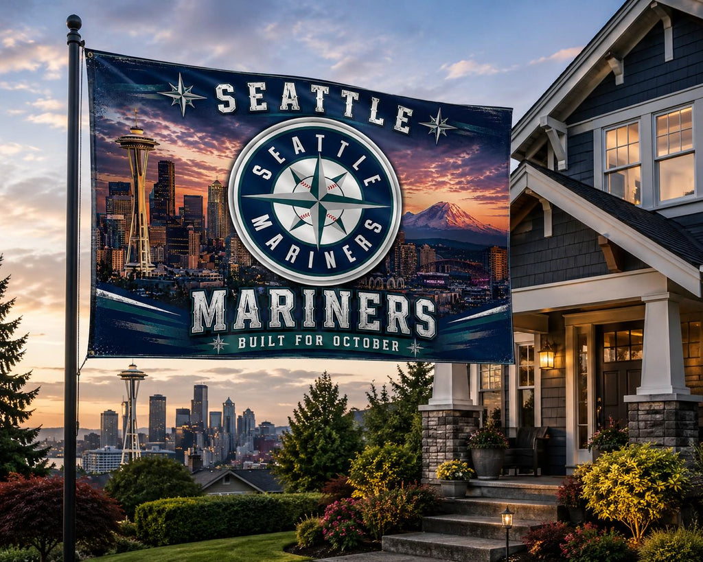 Seattle Mariners Flag – Built For October Wall Banner | Mariners Man Cave Decor | Baseball Fan Gift