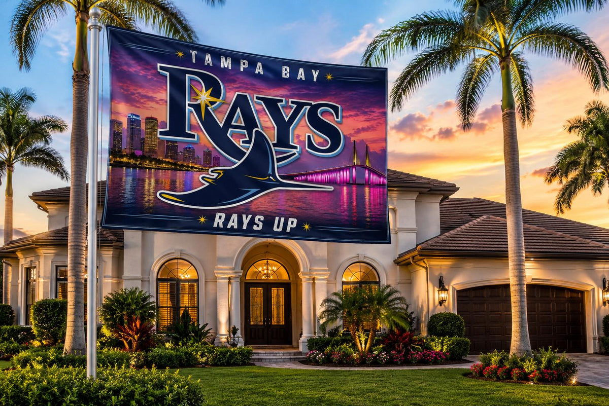 Tampa Bay Rays Flag – Rays Up Wall Banner | Tampa Rays Man Cave Decor | Baseball Fan Gift