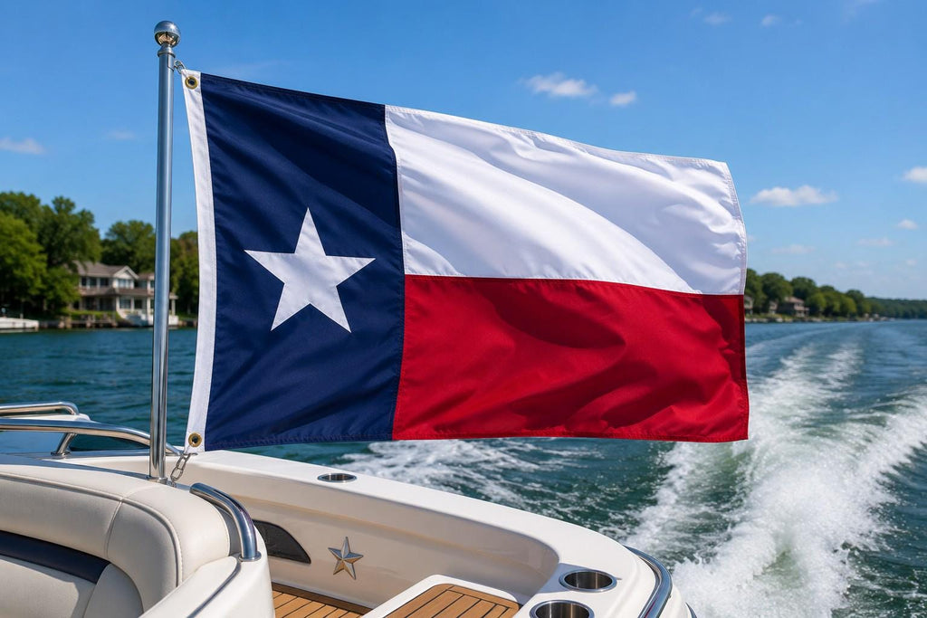 Texas Lone Star flag in home or garage decor setting