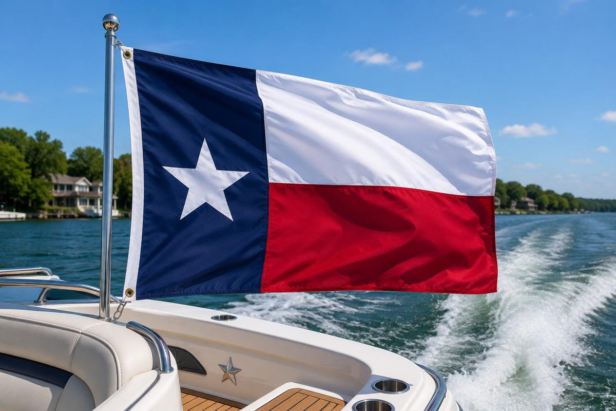 Texas Lone Star flag in home or garage decor setting