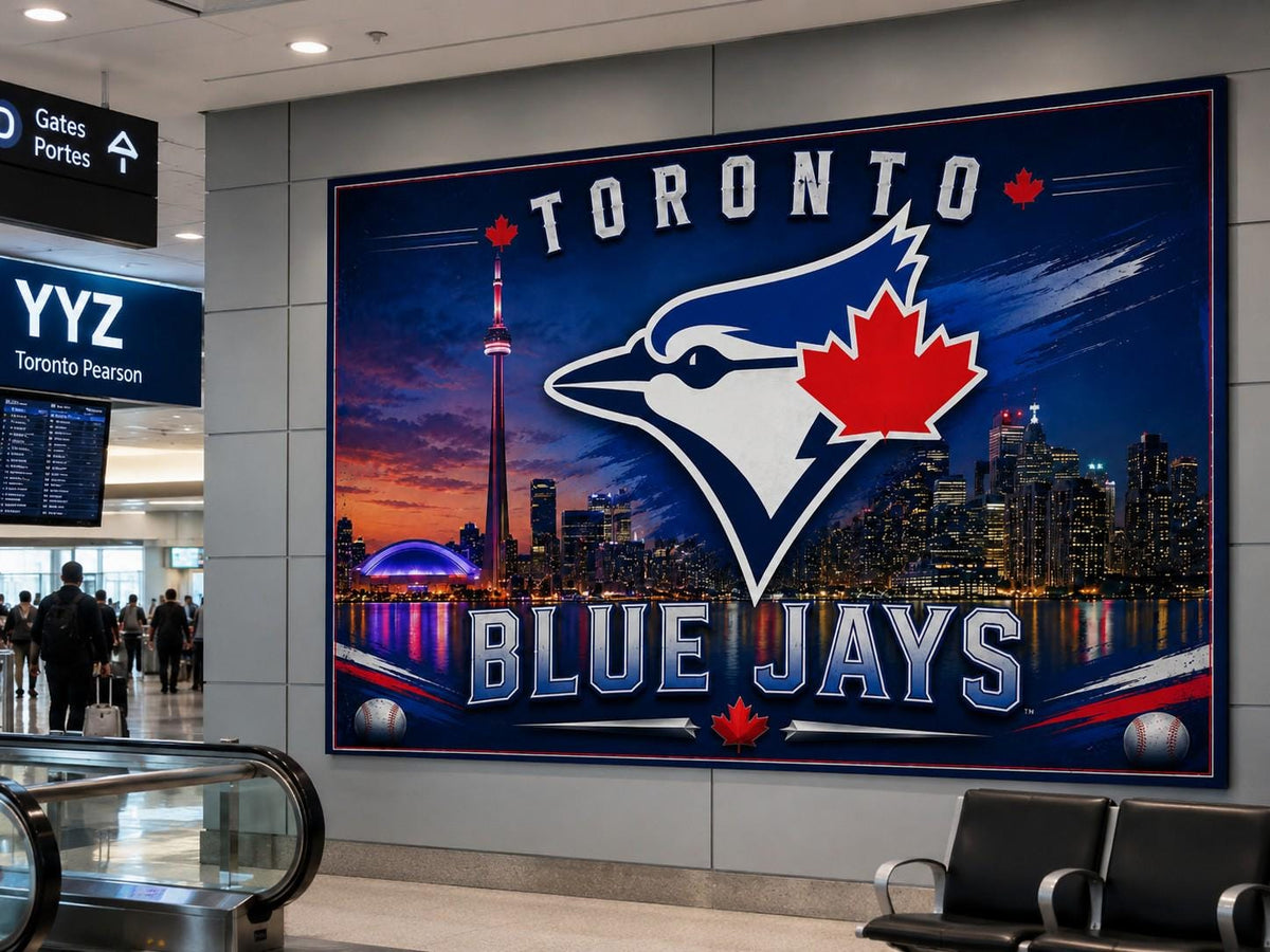 Toronto Blue Jays Flag – Toronto Skyline Wall Banner | Blue Jays Man Cave Decor | Baseball Fan Gift