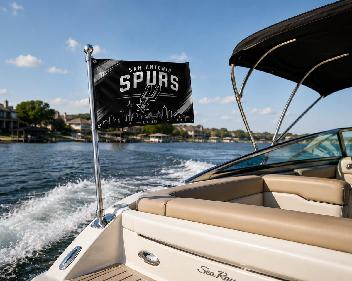 San Antonio Spurs Flag – Spurs Wall Flag | San Antonio Man Cave Decor | Garage Banner | Skyline Basketball Fan Gift