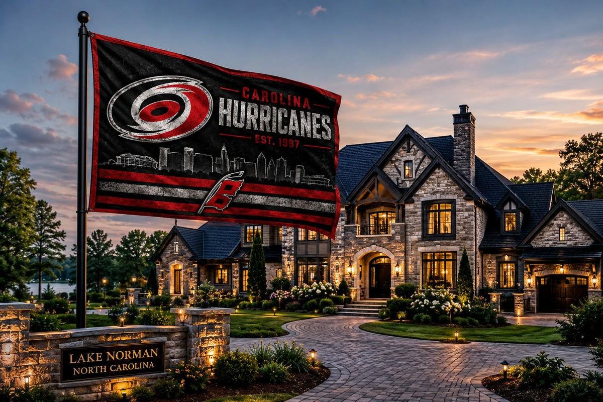 Carolina Hurricanes Raleigh Skyline Flag | NHL Hockey Banner | Man Cave Decor | Sports Bar Wall Art | Carolina Fan Gift