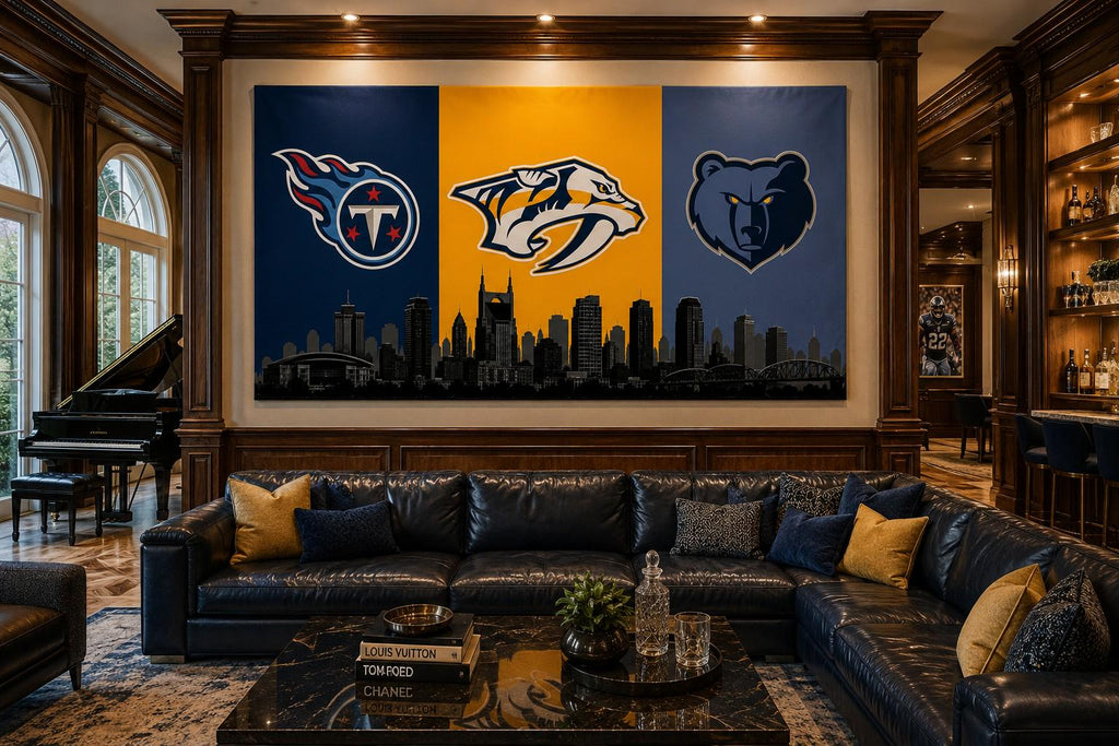 Tennessee Sports Flag - Titans Predators Grizzlies Flag, Nashville Memphis Sports Banner, Tennessee Fan Gift, Man Cave Decor, Garden Flag