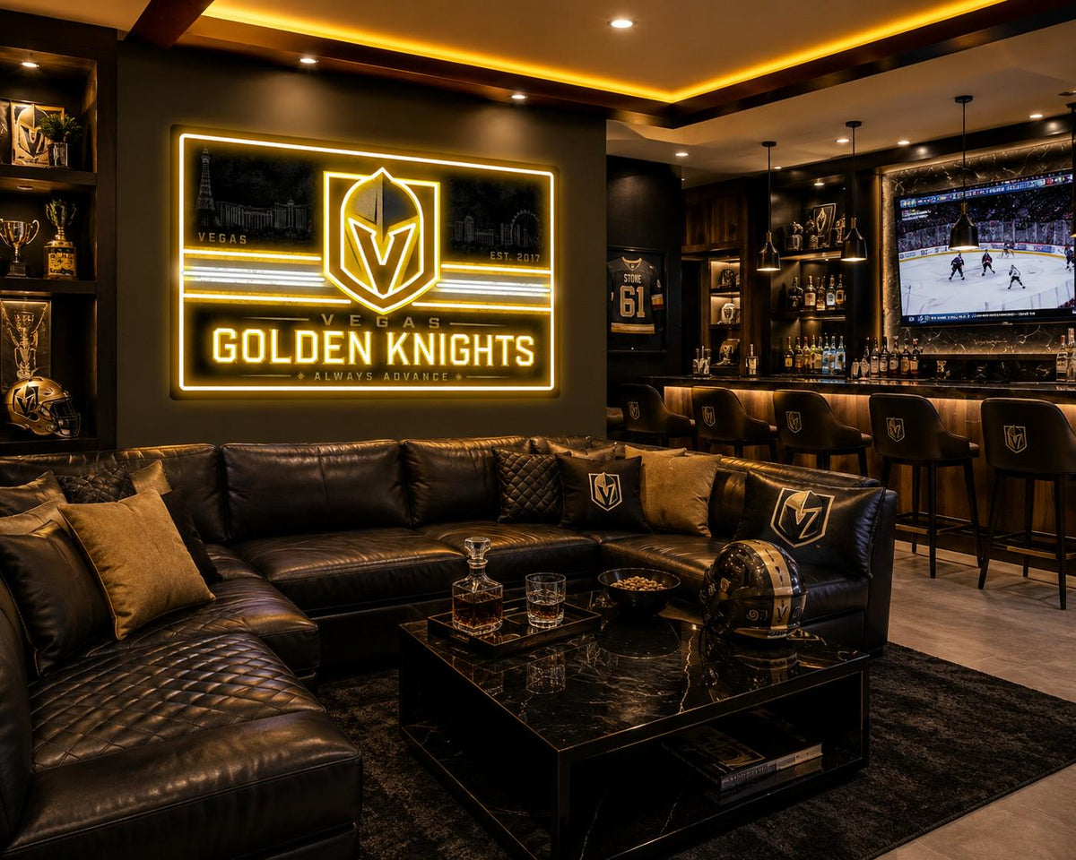 Vegas Golden Knights LED Wall Sign | Hockey Fan Cave Light