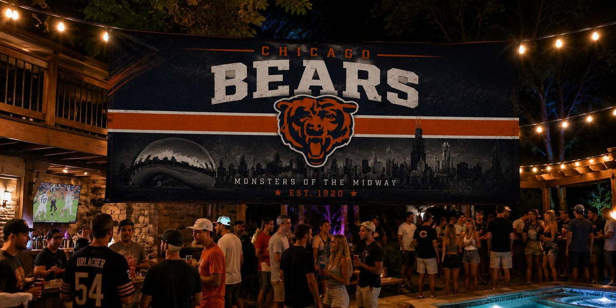 Chicago Bears Flag – Monsters of the Midway Wall Flag | Chicago Football Man Cave Decor | Bears Fan Gift Banner