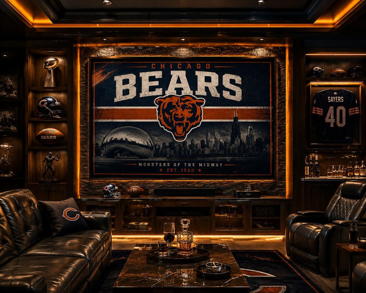Chicago Bears Flag – Monsters of the Midway Wall Flag | Chicago Football Man Cave Decor | Bears Fan Gift Banner