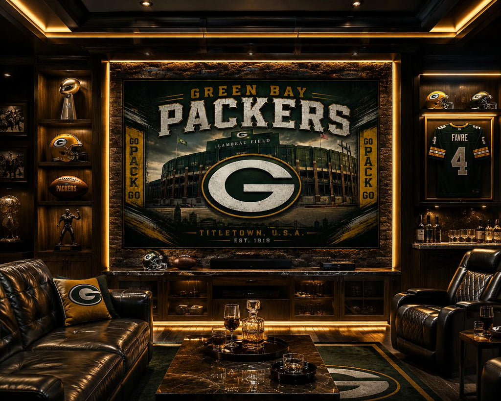 Green Bay Packers Flag – Lambeau Field Wall Flag | Titletown USA Man Cave Decor | Packers Fan Gift Banner